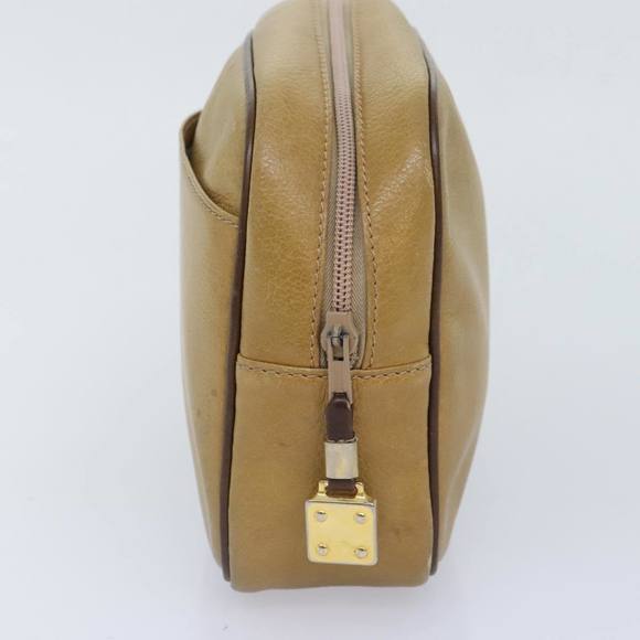 LOEWE Anagram Clutch Bag Leather Beige Brown Gold Auth 93389 - Picture 3 of 16